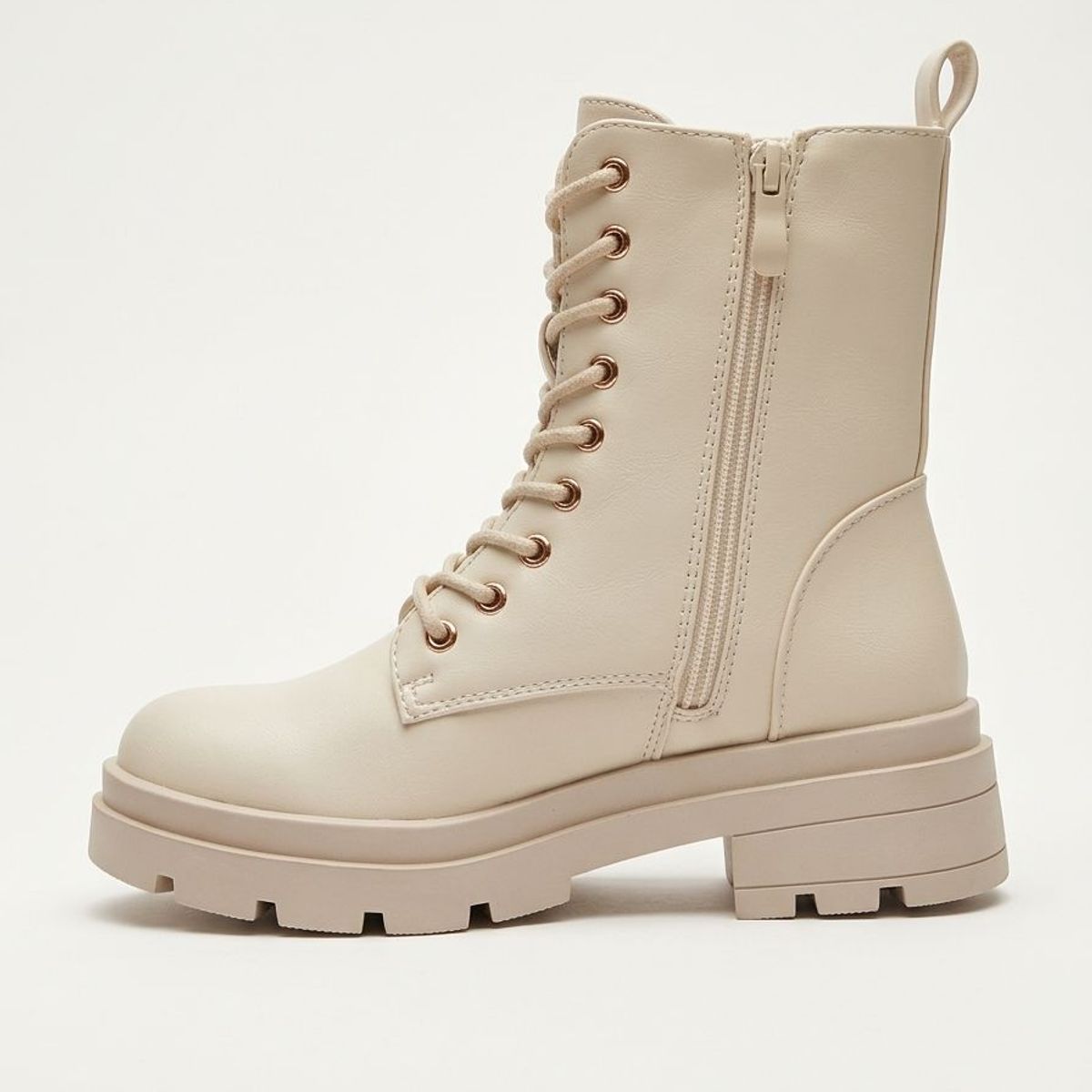 HERIEL - Botín Combat Beige para Mujer 22-20