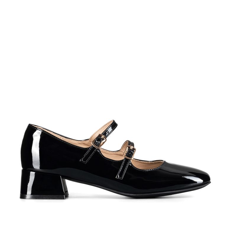 Zapatos Mary Jane Charol Burdeo Taco Mujer YL66