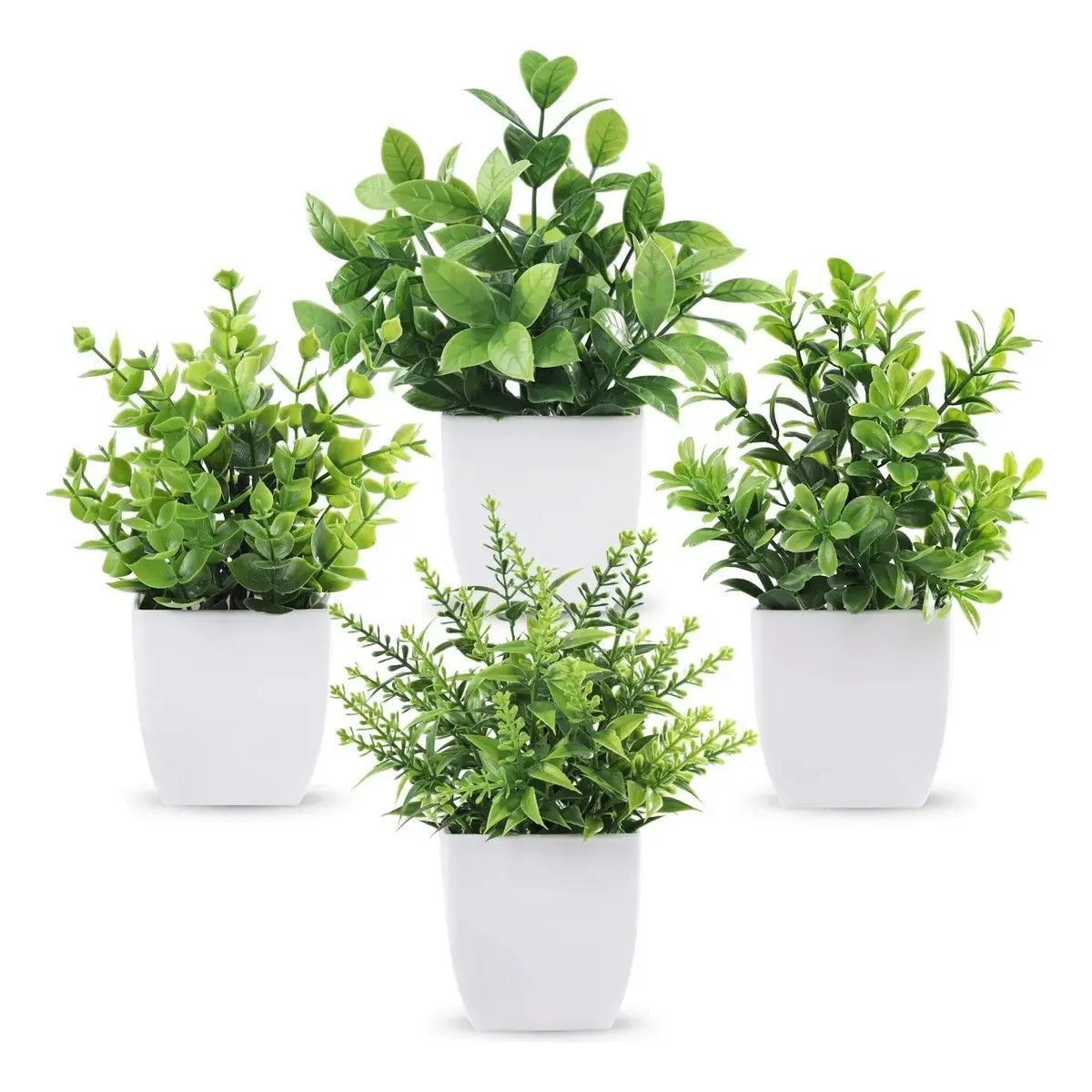 GENERICO - 4 Plantas Artificiales Macetas Decorativas Hogar BELUG