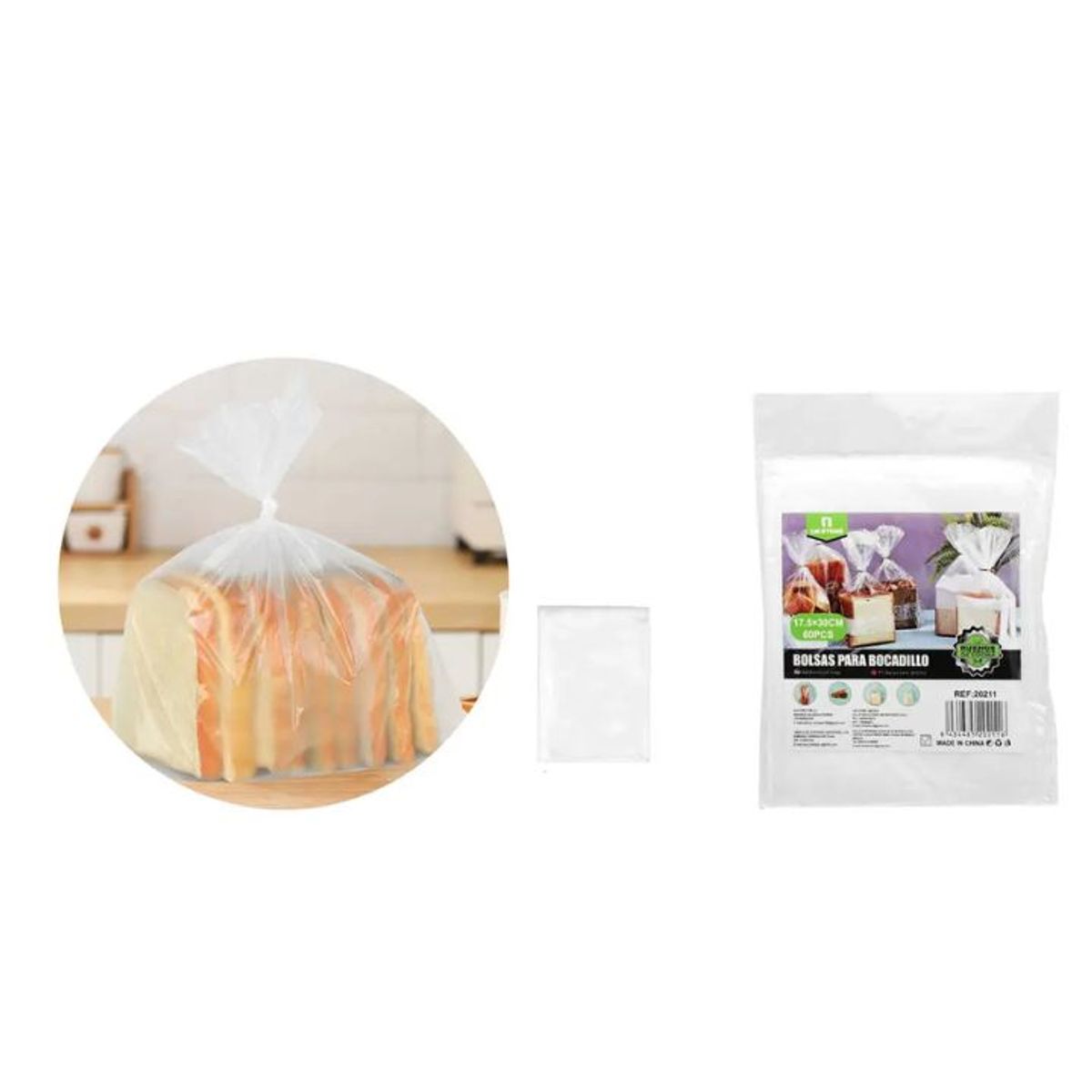 GENERICO - BOLSAS PARA BOCADILLOS 17.5X30CM 60PCS