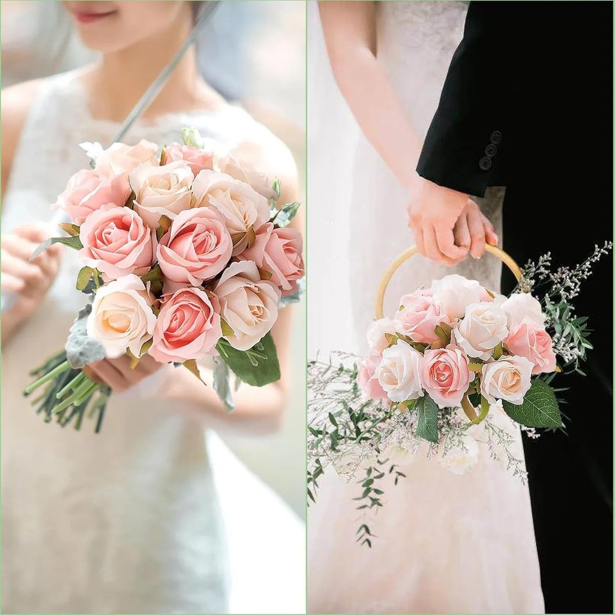 GENERICO - osas Flores Artificiales, 24 Pcs Champagne Y Rosas claras Flor Falsa, Arreglos  BELUG