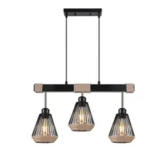 WANT - LAMPARA TRIPLE RUSTICA COLGANTE CAÑAMO