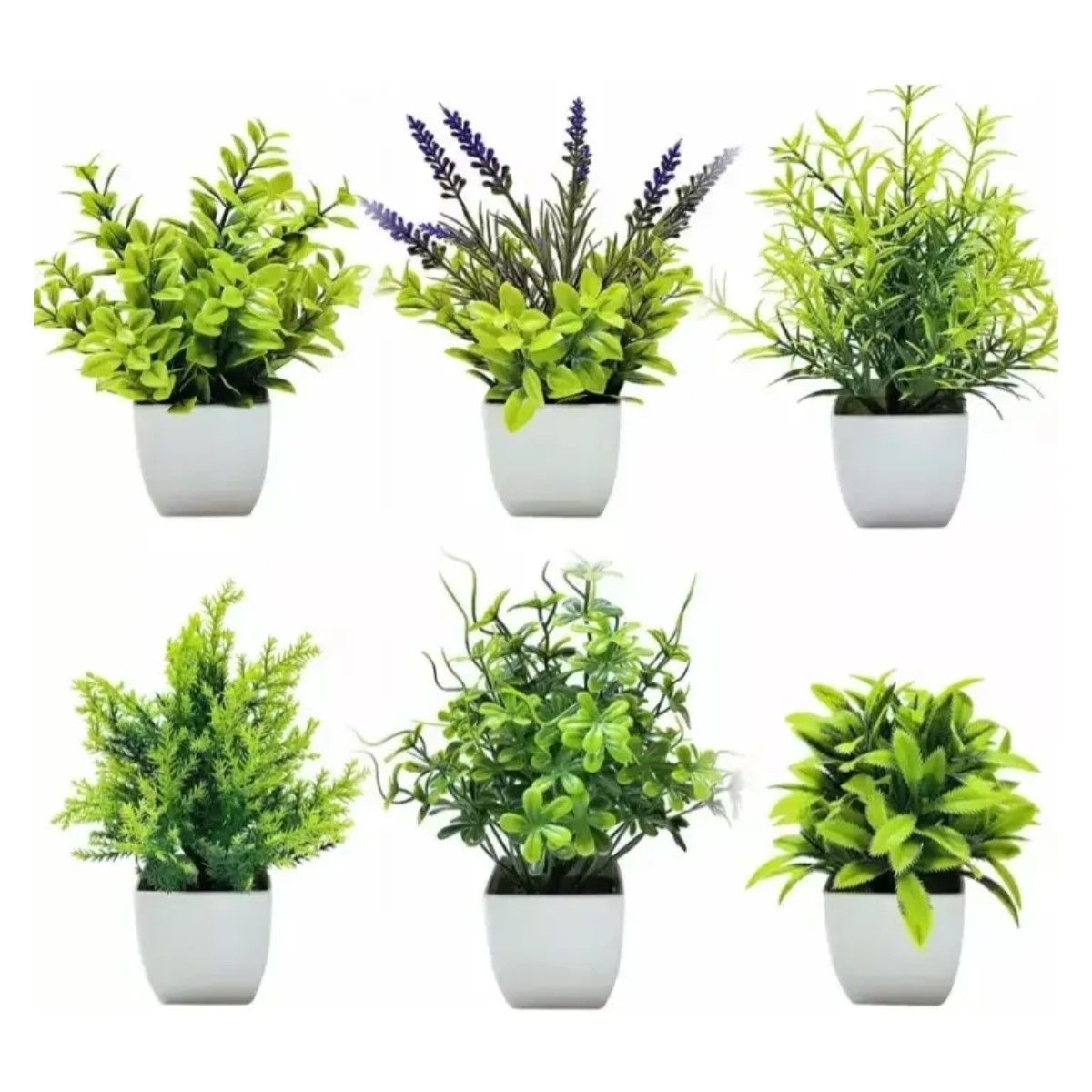 GENERICO - 6 Plantas Artificiales Flores Macetas Decorativas BELUG