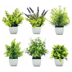 GENERICO - 6 Plantas Artificiales Flores Macetas Decorativas BELUG
