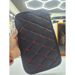 GENERICO - Funda para apoyabrazos auto eco cuero universal hilo rojo