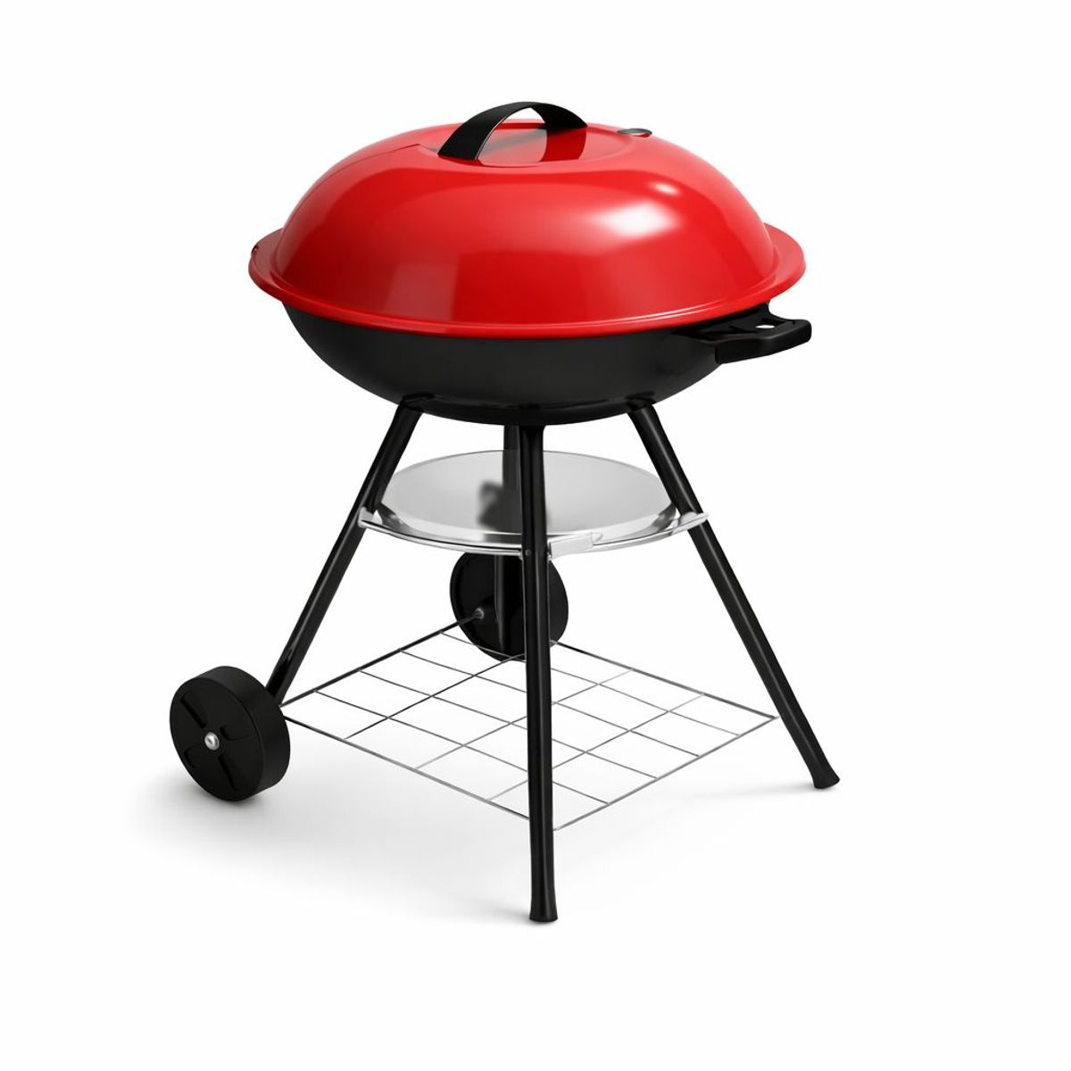 ALTERNATIVE - Parrilla a Carbón Portátil - Móvil 85 cm De Alto Redonda con Ruedas para Asados - Color Rojo