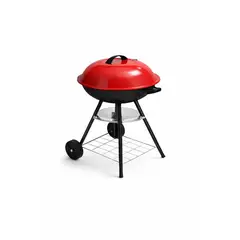 ALTERNATIVE - Parrilla a Carbón Portátil - Móvil 85 cm De Alto Redonda con Ruedas para Asados - Color Rojo
