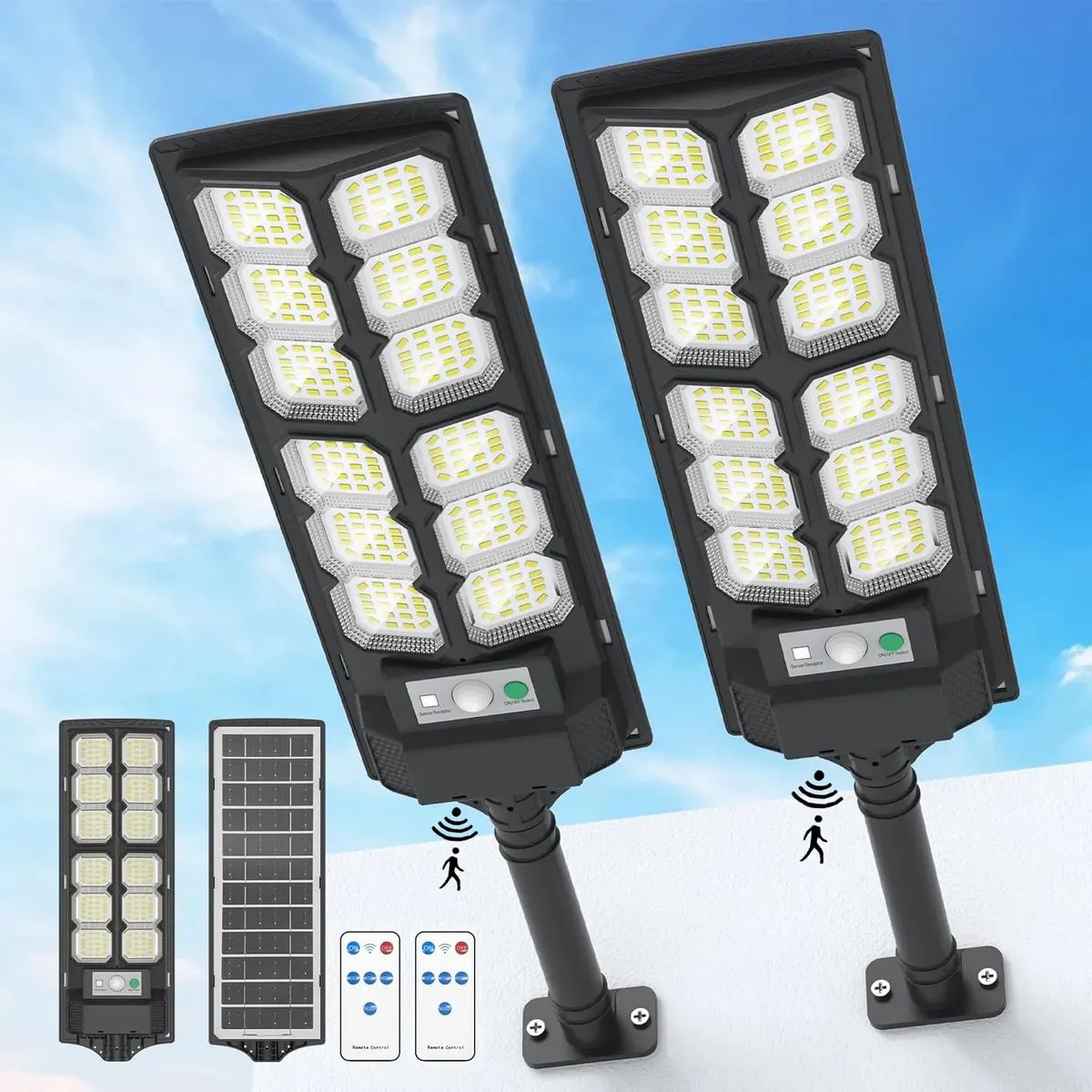 EVERSO - Pack 2 Foco Solar Exterior Sensor Movimiento Control Remoto