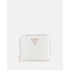 GUESS - Billetera Isobel Slg Small Zip Around Blanco
