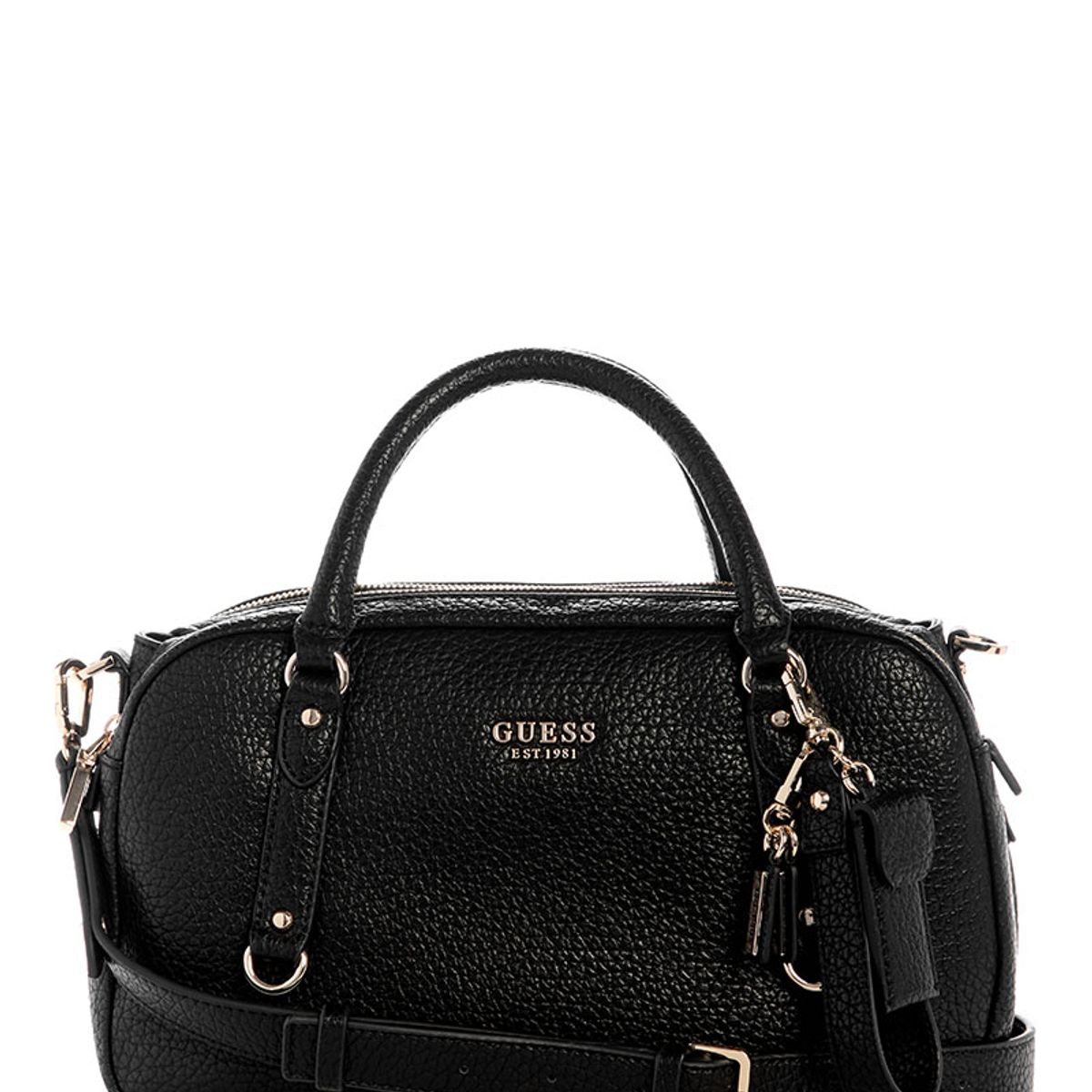 GUESS - Cartera Marsha Box Satchel Negro