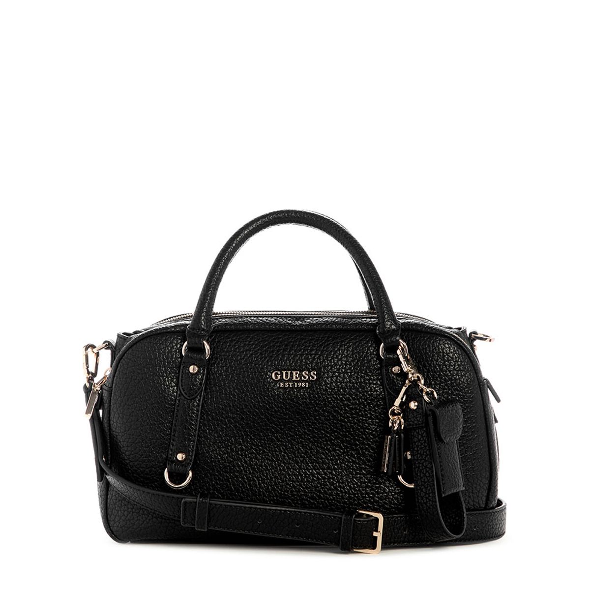 GUESS - Cartera Marsha Box Satchel Negro