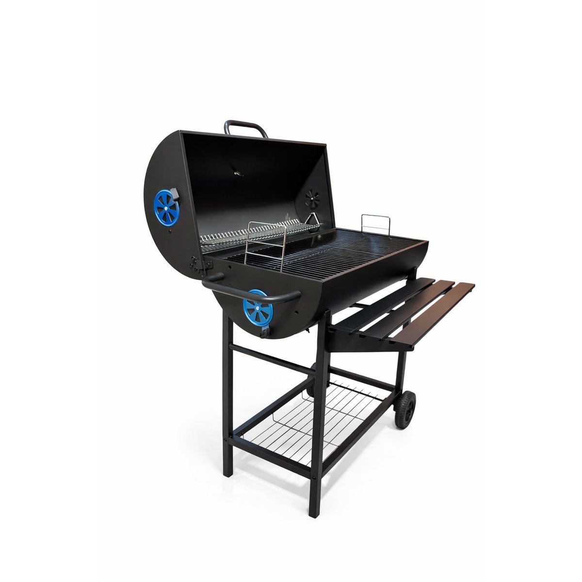 ALTERNATIVE - Parrilla Tipo Barril LORE Negra con Ruedas, Mesa Frontal y Amplia Zona de Cocción