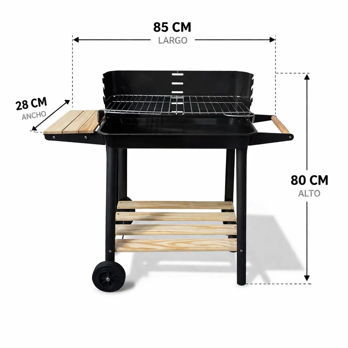 ALTERNATIVE - Parrilla a Carbón LORE con Ruedas y Mesa Lateral  Acero Resistente + Fácil Transporte