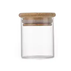 GENERICO - Set 6 Frasco Vidrio Tapa Presión Bambú 110 ml