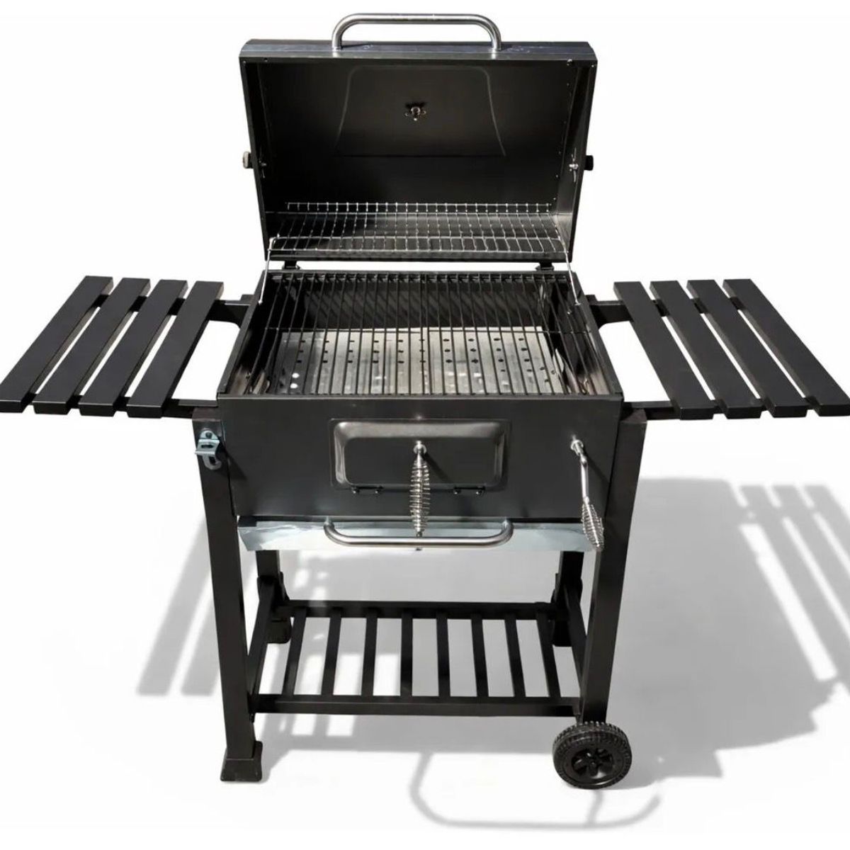 ALTERNATIVE - Parrilla A Carbón Doble Mesa Con Tapa Y Termómetro  Ruedas