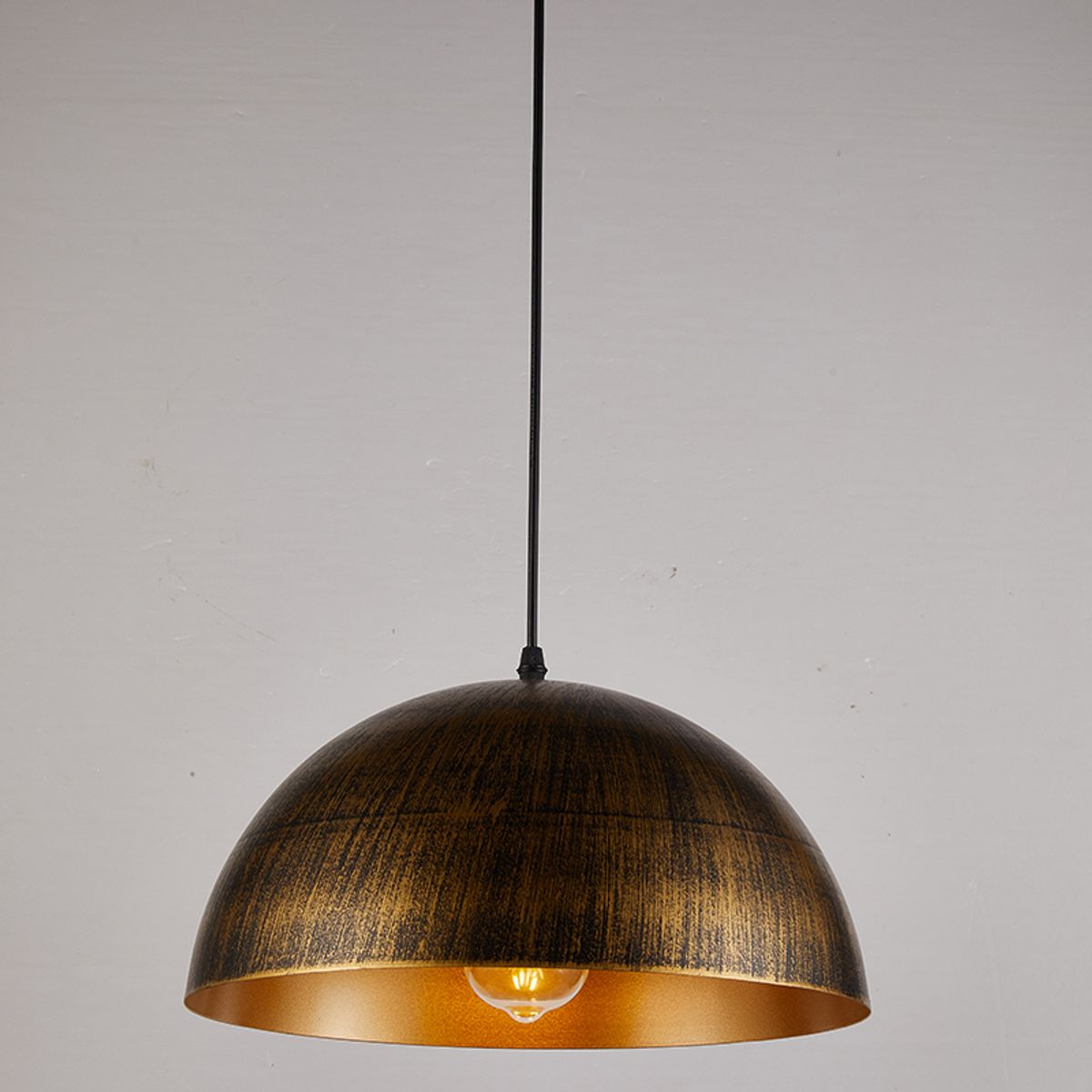 WANT - Lámpara Colgante E-27 Diseño Cúpula Dorado Vintage