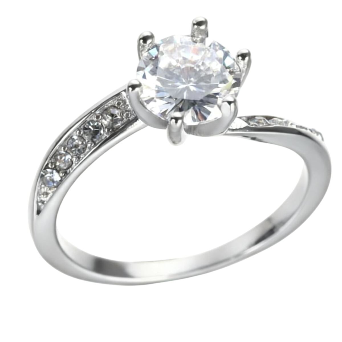 LUXURYJOYAS - Anillo Oro 18k Baño Solitario Bodas Cristales Eterno