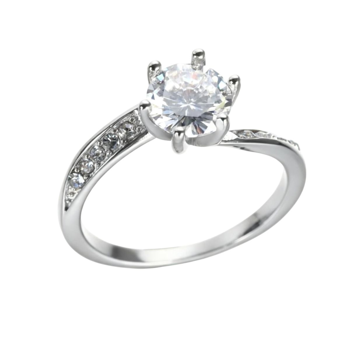 LUXURYJOYAS - Anillo Oro 18k Baño Solitario Bodas Cristales Eterno