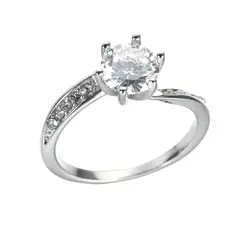 LUXURYJOYAS - Anillo Oro 18k Baño Solitario Bodas Cristales Eterno