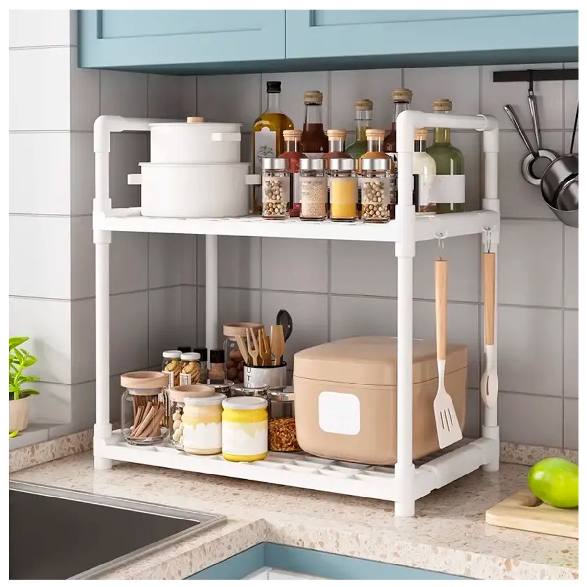 IRM - Estante Condimentero Rack Organizador Multiuso Cocina 70cm Alto Blanco