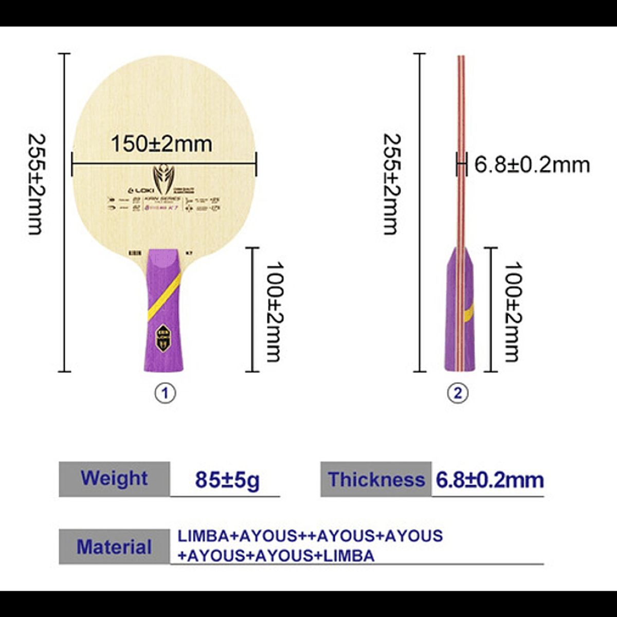LOKI - Loki Kirin 7 Madero de Tenis de Mesa 7 Capas Mango Lapicero