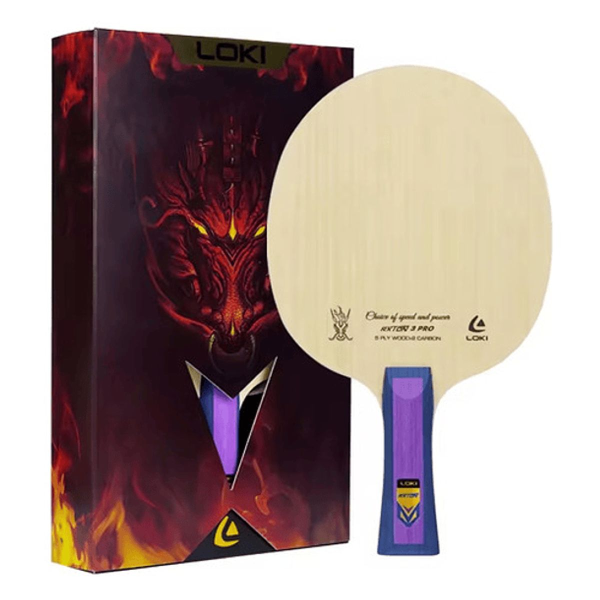 LOKI - Loki Rxton 3 Madero de Tenis de Mesa 7 Capas Carbono Mango Tradicional