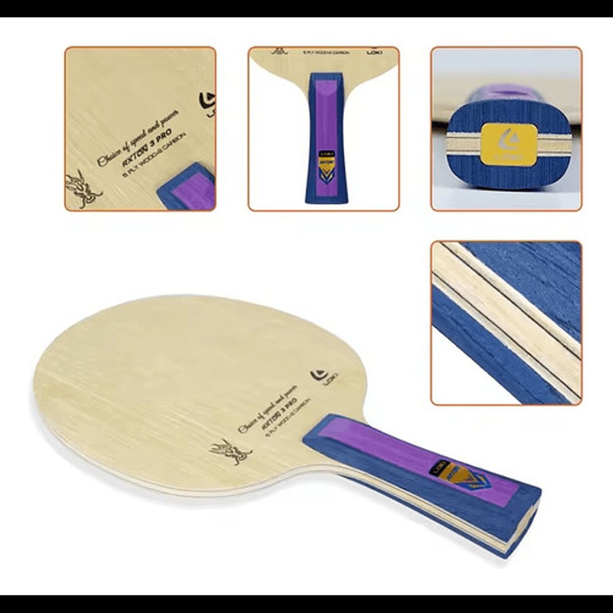 LOKI - Loki Rxton 3 Madero de Tenis de Mesa 7 Capas Carbono Mango Tradicional