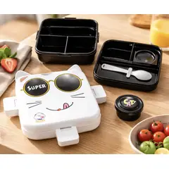 GENERICO - Lonchera Hermética Con Divisiones Lunch Box + Cuchara Super CAT