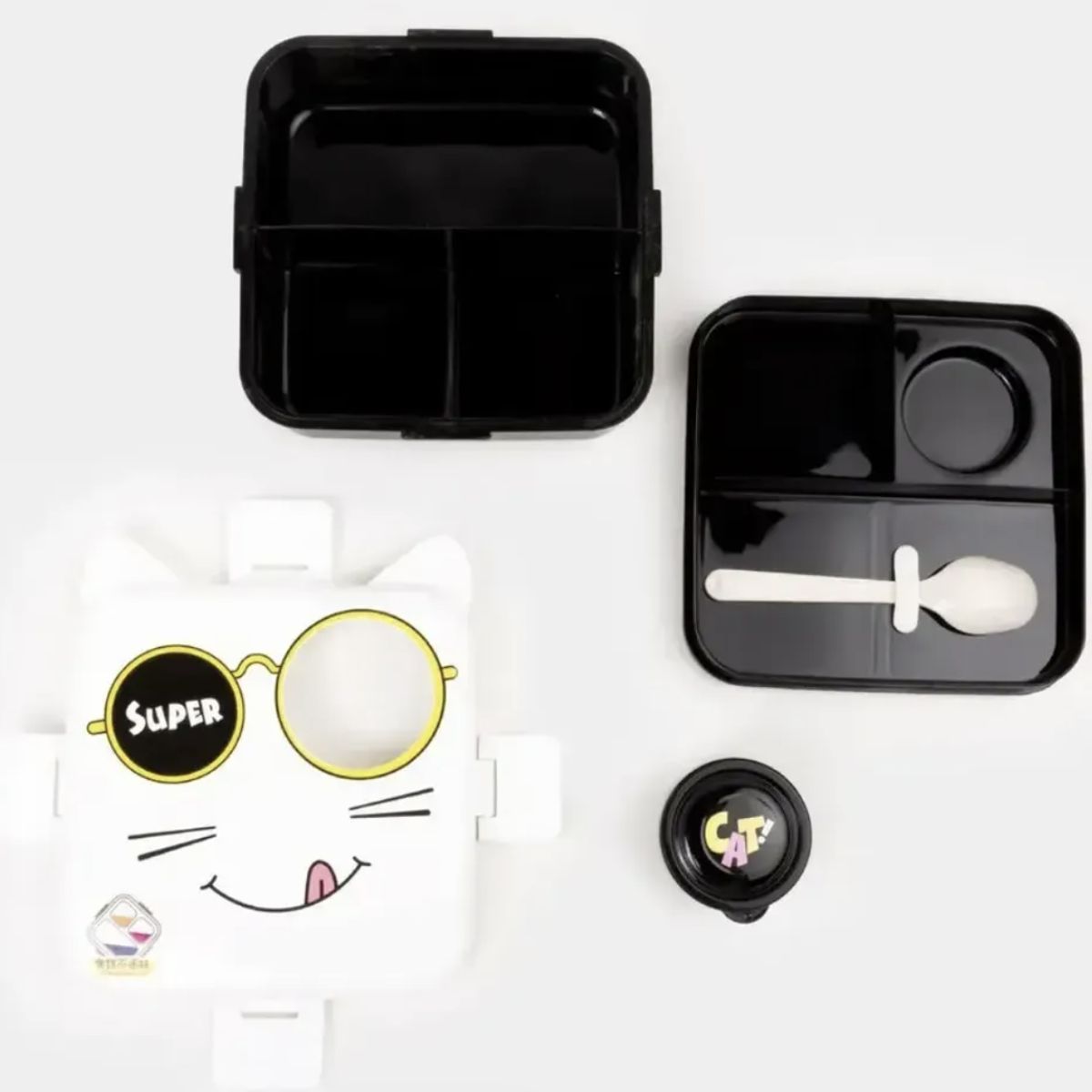 GENERICO - Lonchera Hermética Con Divisiones Lunch Box + Cuchara Super CAT