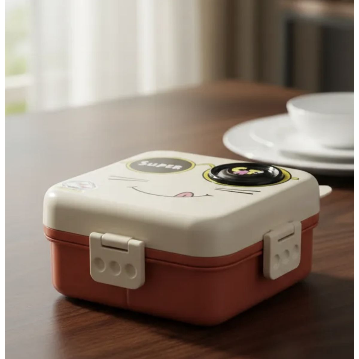 GENERICO - Lonchera Hermética Con Divisiones Lunch Box + Cuchara Super CAT