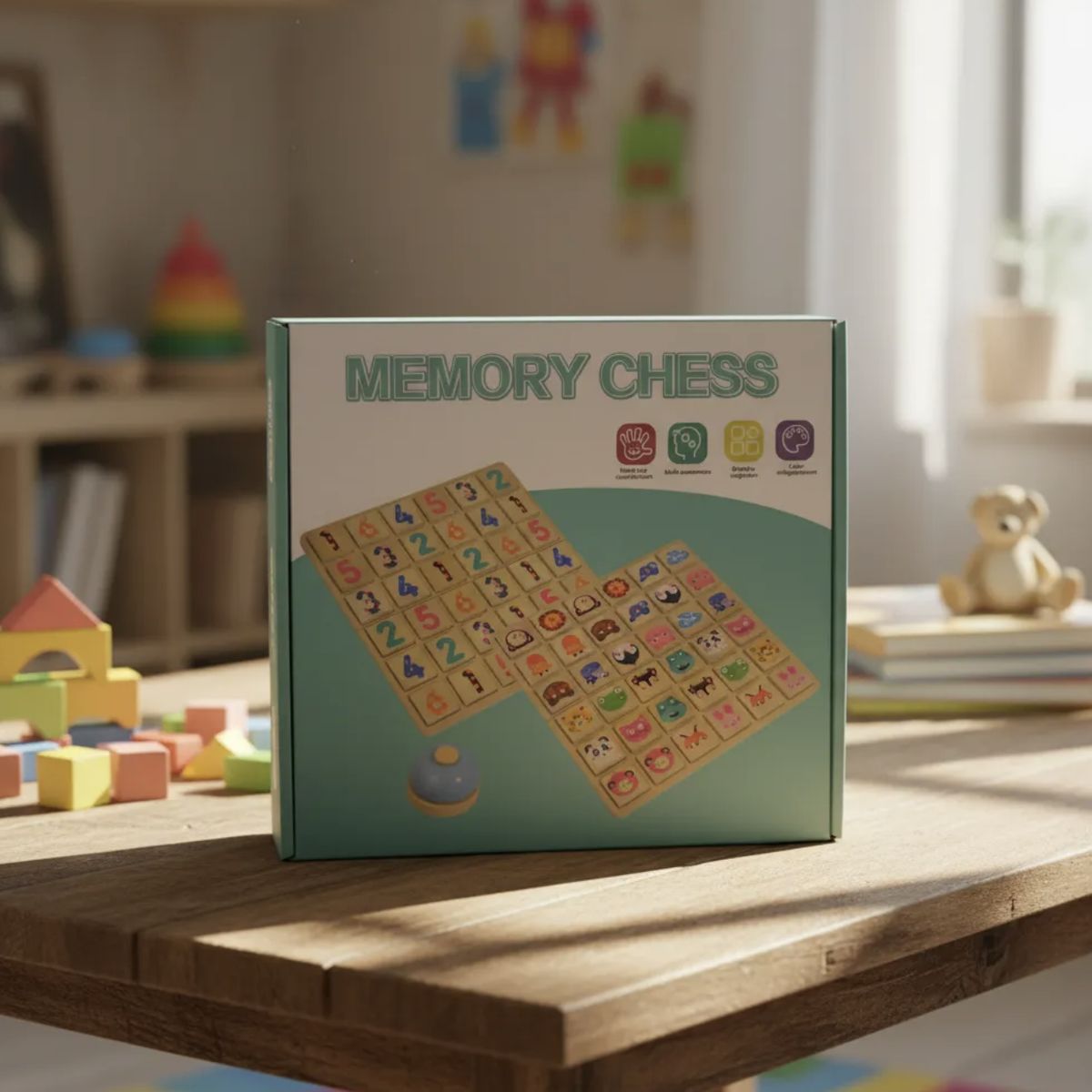 GENERICO - Memory Chess Juego De Memoria de Madera Educativo Cognitivo Animalitos