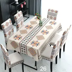 GENERICO - SET DE UN MANTEL IMPERMEABLE CON 6 FUNDAS CUBRE SILLAS