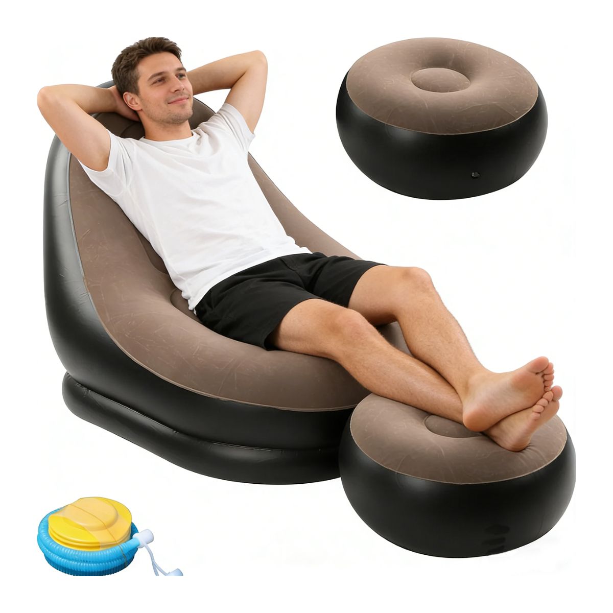 ATURE - Sofá Tumbona Silla Inflable Reposa Pies Puff + Inflador