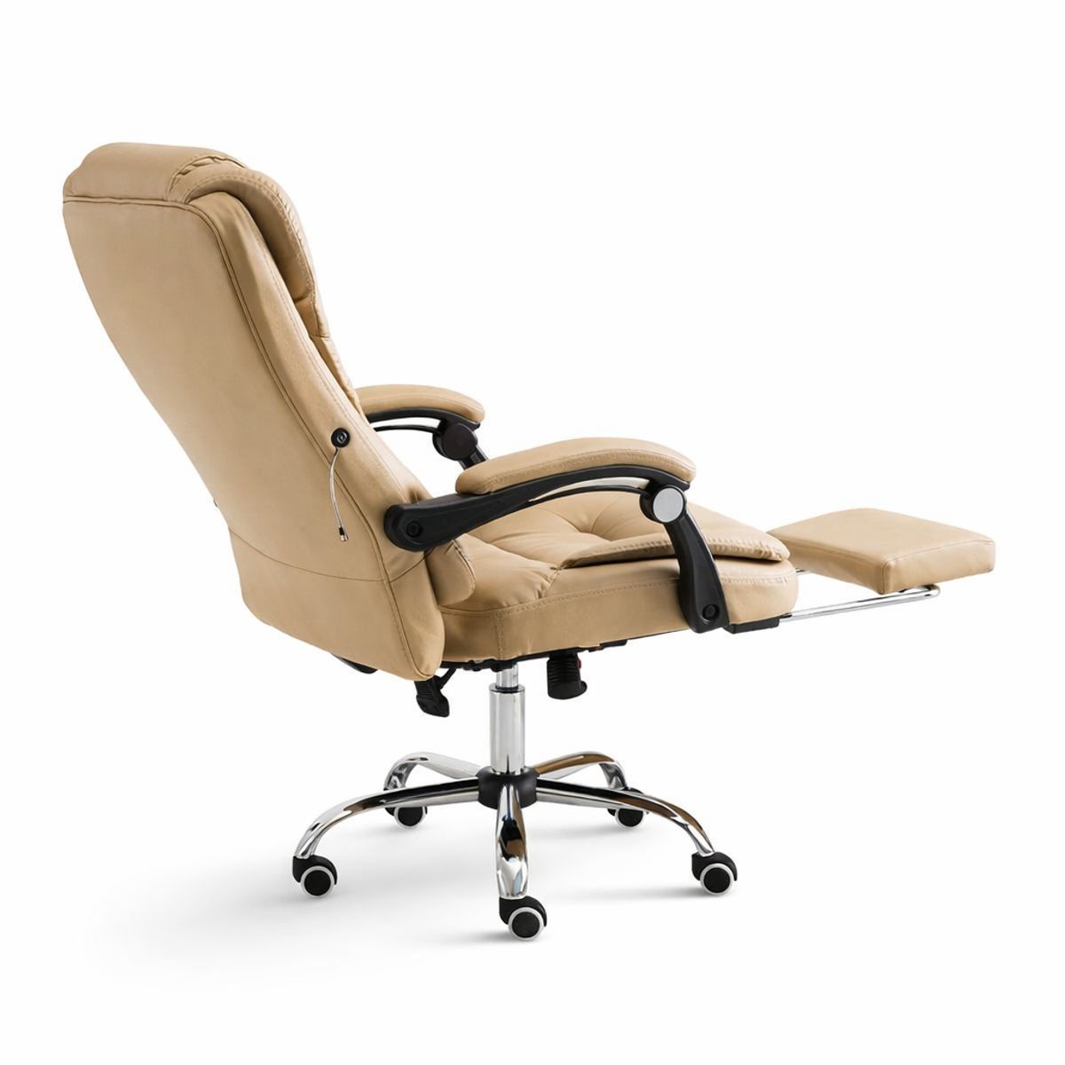 SPACE HOME - Silla Ejecutiva Masajeadora Beige Reclinable Con Apoya Pies