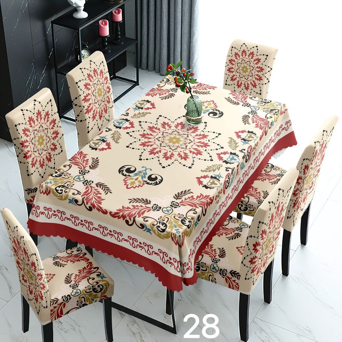 GENERICO - SET DE UN MANTEL IMPERMEABLE CON 6 FUNDAS CUBRE SILLAS