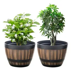 ATURE - 2maceteros Barril Simulación Madera5l C Agujero22.8×14.5×17