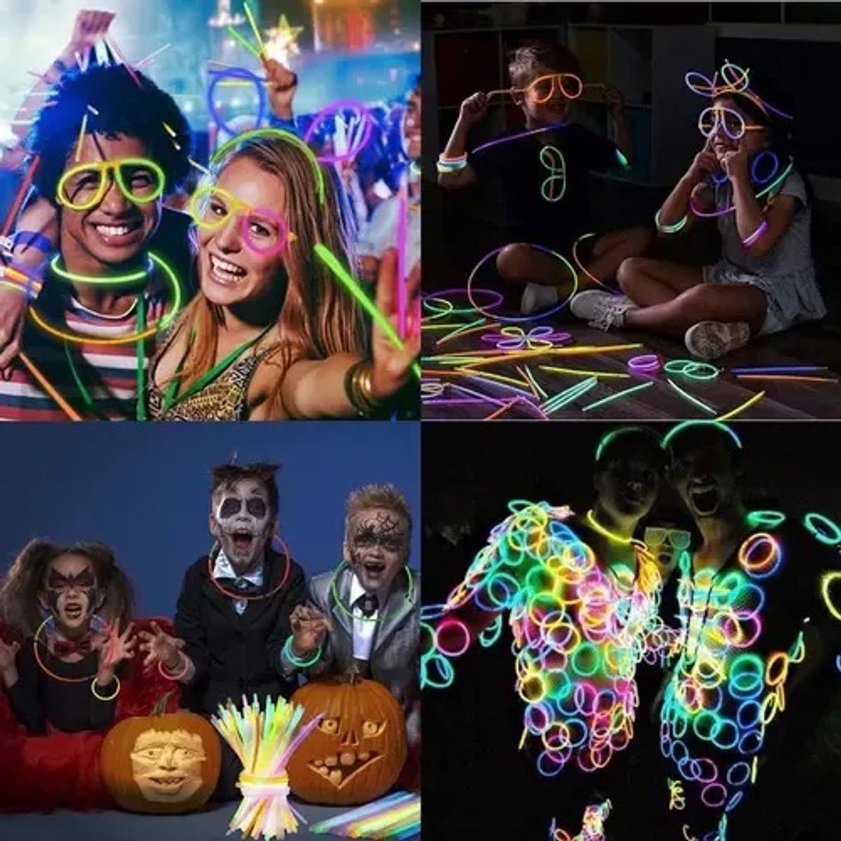 GENERICO - 100 Pulseras Flúor Fiestas Neón Tik Tok Brillan En Oscuridad