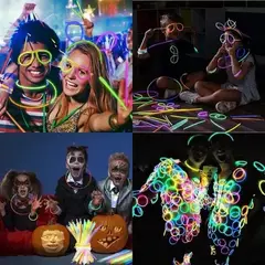 GENERICO - 100 Pulseras Flúor Fiestas Neón Tik Tok Brillan En Oscuridad