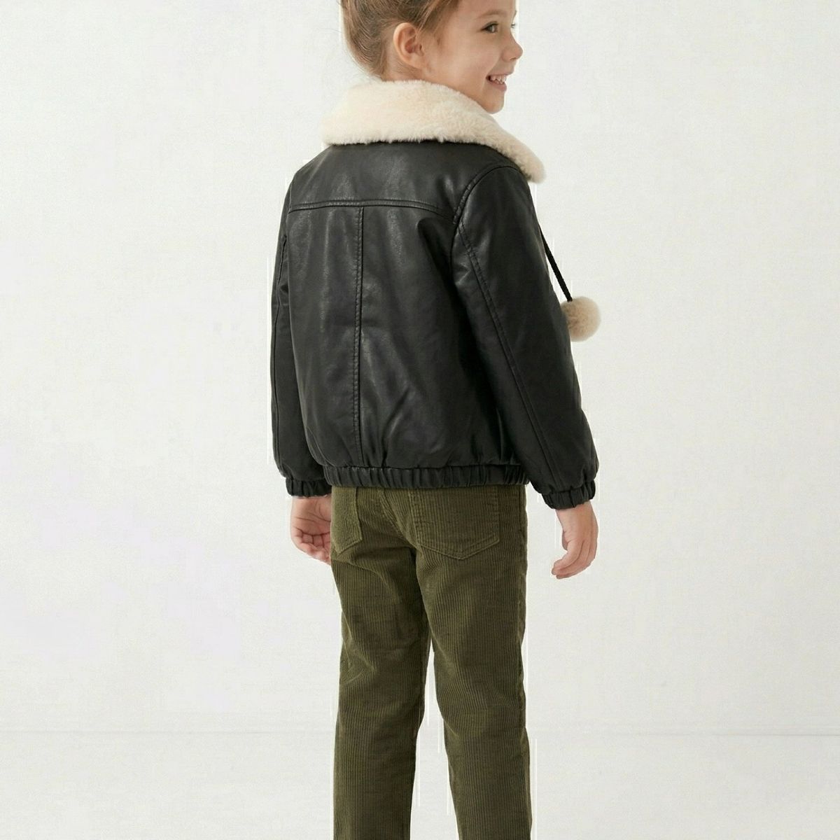 KIBOU - Chaqueta Niña Ecocuero Chiporro Invierno Negra