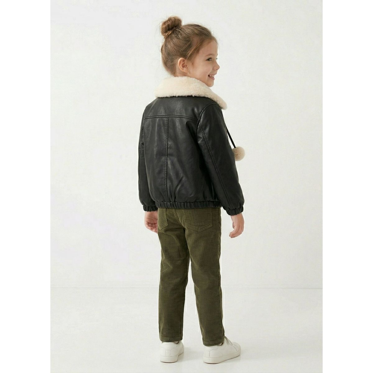 KIBOU - Chaqueta Niña Ecocuero Chiporro Invierno Negra