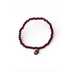 GENERICO - Pulsera elasticada protección religiosa - Plata y Cristales