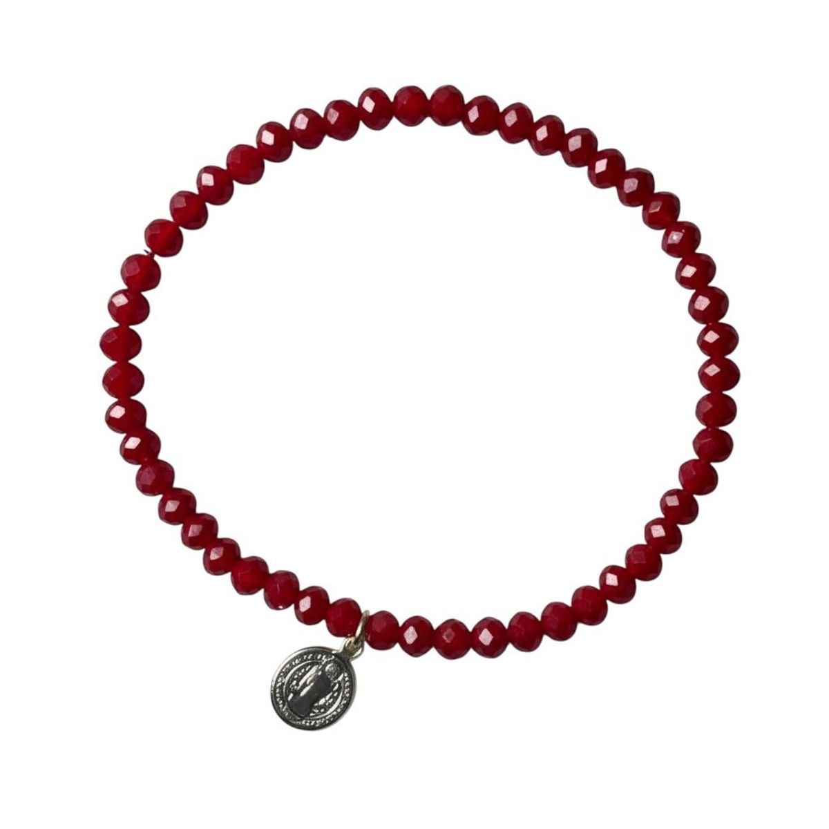GENERICO - Pulsera elasticada protección religiosa - Plata y Cristales