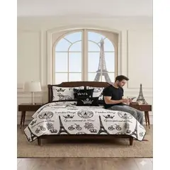GENERICO - Quilt Verano Torre Eiffel Plaza y Media + 1 Funda de Almohada