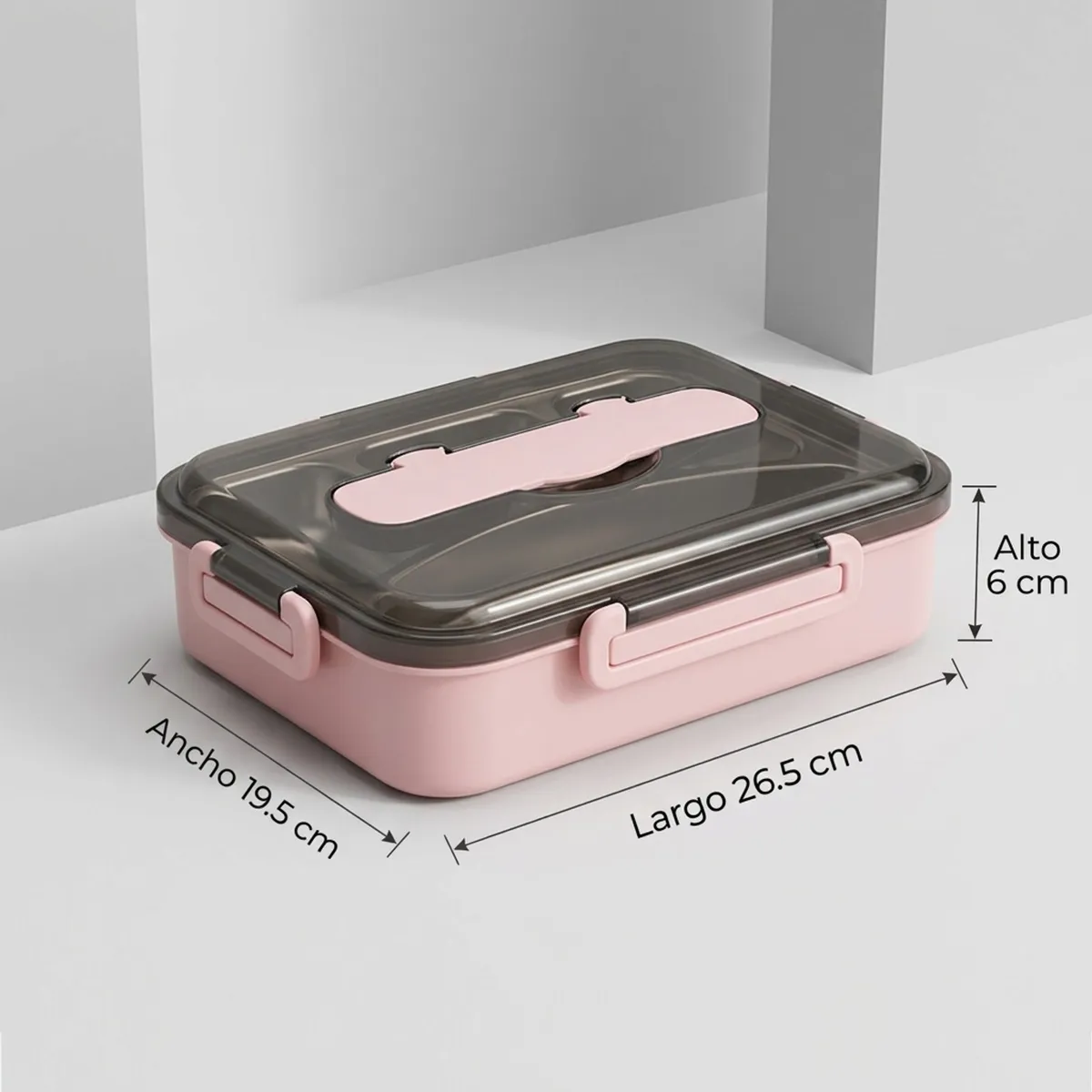GENERICO - Lonchera de Acero Inoxidable 304 de 4 Compartimentos Rosa MAXTOP