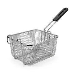 GENERICO - Cesta Freidora Cuadrada Niquelada con Mango Plegable, para Papas Fritas y Pollo