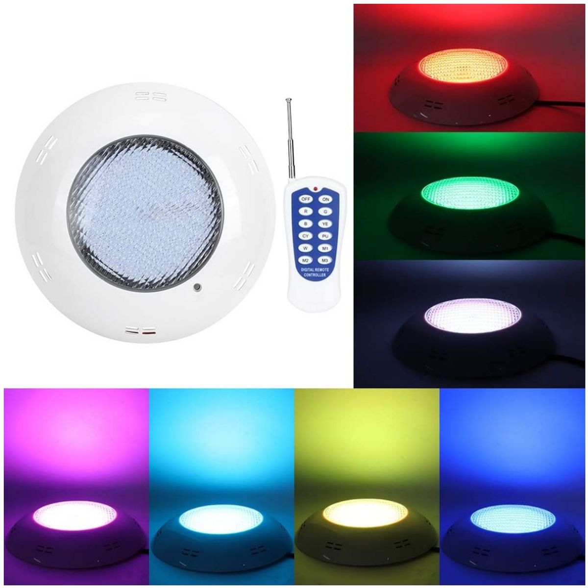 KUANGYE - Foco Piscina 18w Mando 7Colores Lámpara LED RGB Subacuática IP68 Para Estanques,Piscinas y Acuarios