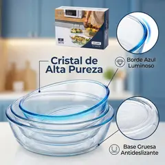 GENERICO - Juego de 3 Cuencos Rectangulares de Vidrio Resistente al Calor para Horno