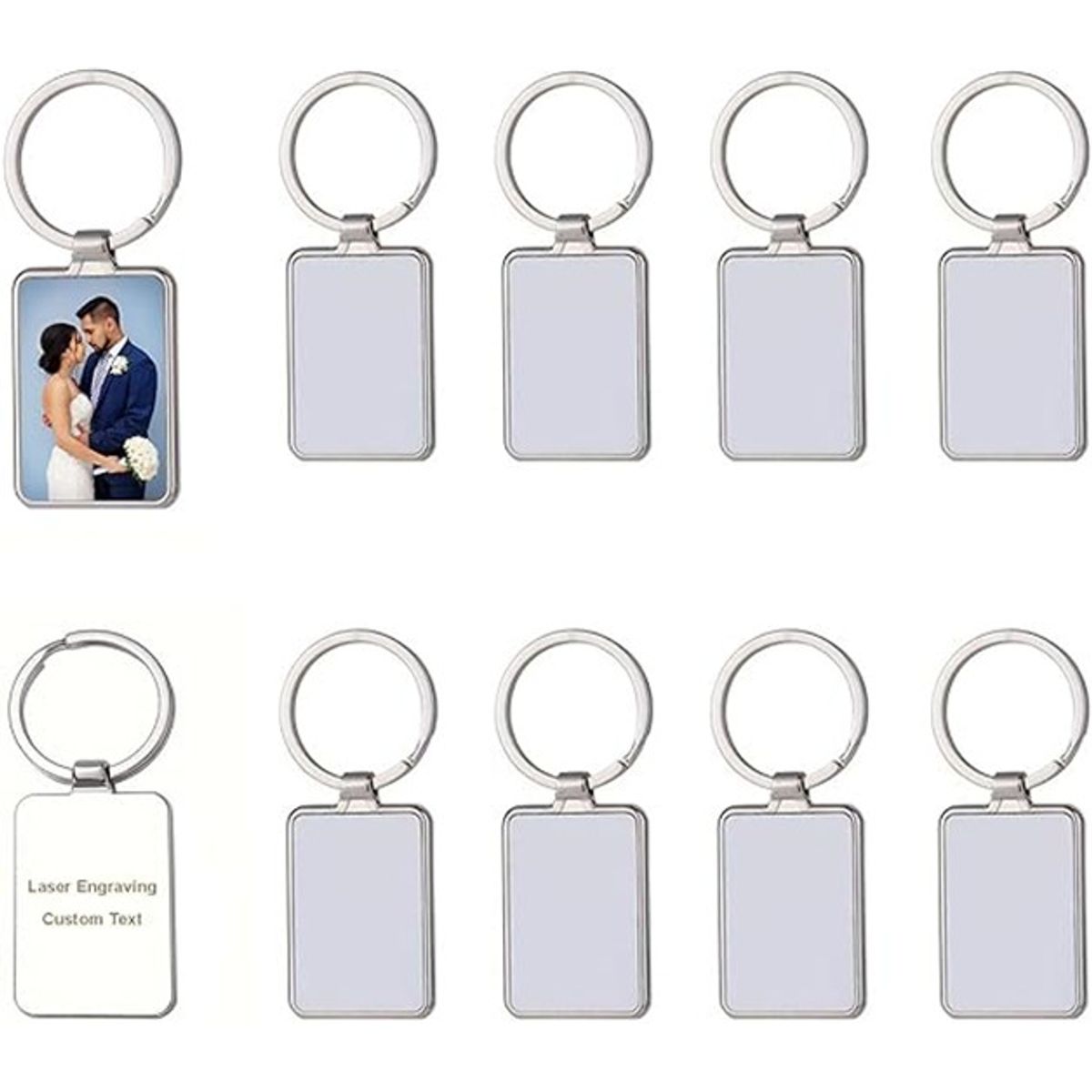 KUANGYE - Llaveros Metálicos Rectangular Para Sublimar 12 Unidades