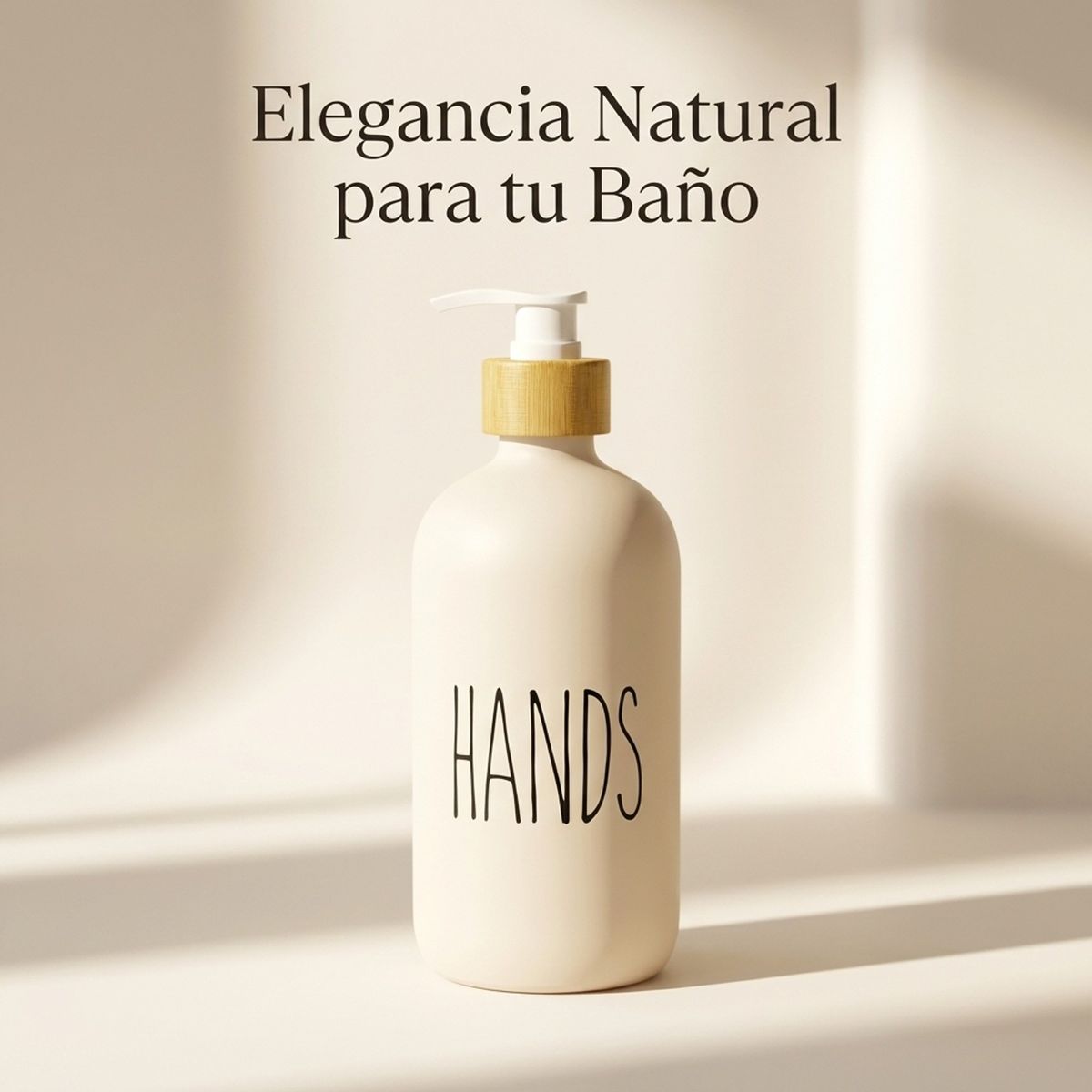 GENERICO - Dispensador de Jabón de Vidrio con Tapa de Bambú, Botella de Manos HANDS