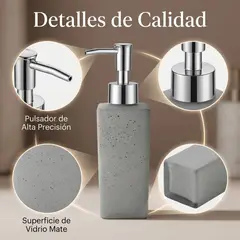 GENERICO - Dispensador de Jabón de Vidrio Cuadrado con Puntos, Bomba de Metal Plateada